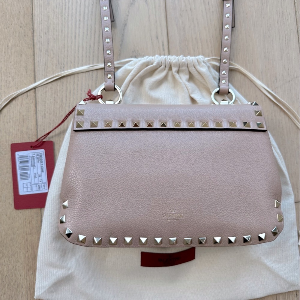 🆕 Authentic Valentino Garavani Light Pink Leather Rockstud Small Shoulder Bag - Picture 9 of 17